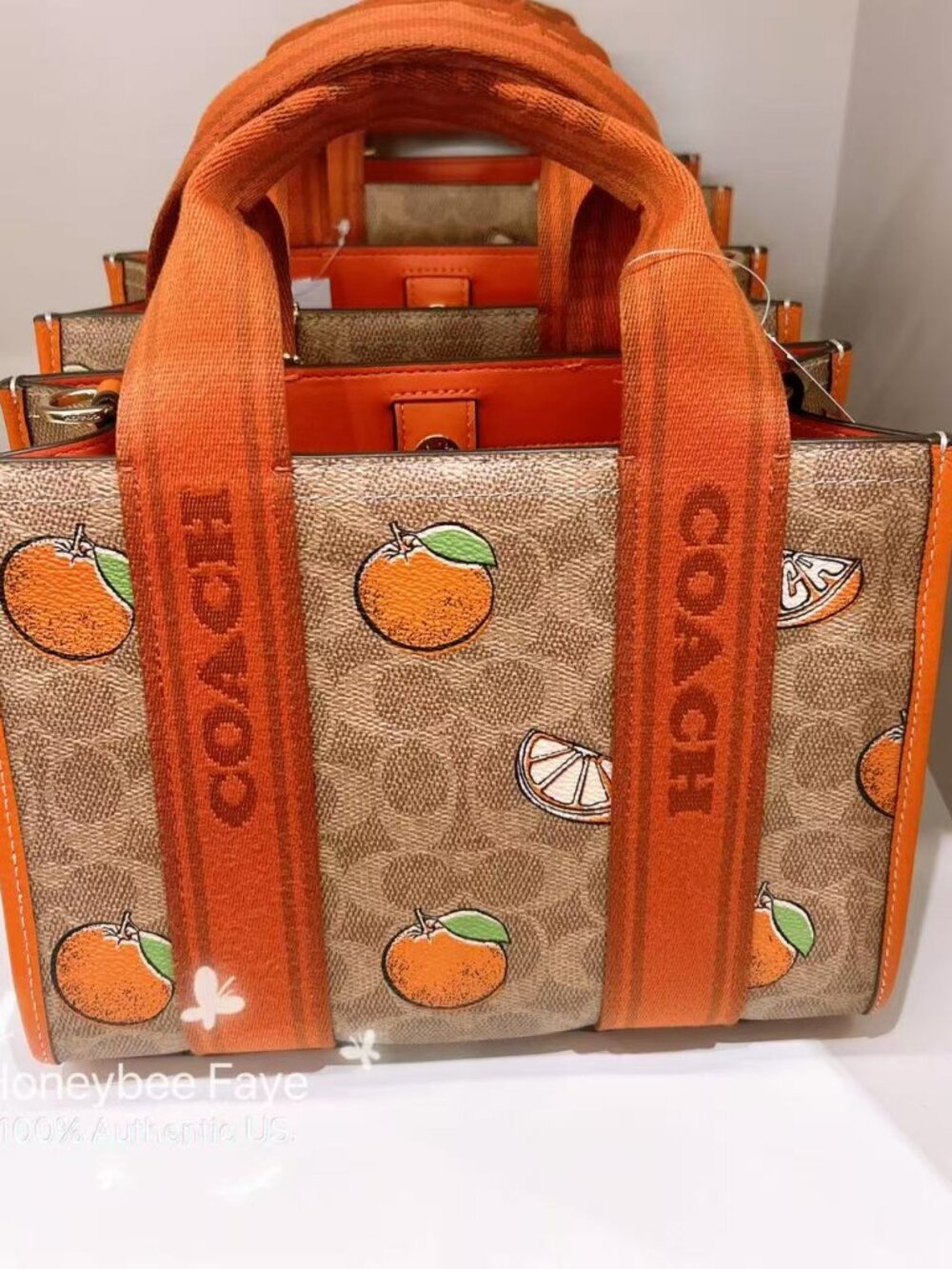 Coach Smith Tote Bag 24 In Signature With Orange Print CAR81 - Picture 2 of 6
